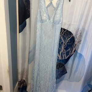 Morgan & Co. Light Blue Lace Maxi Dress